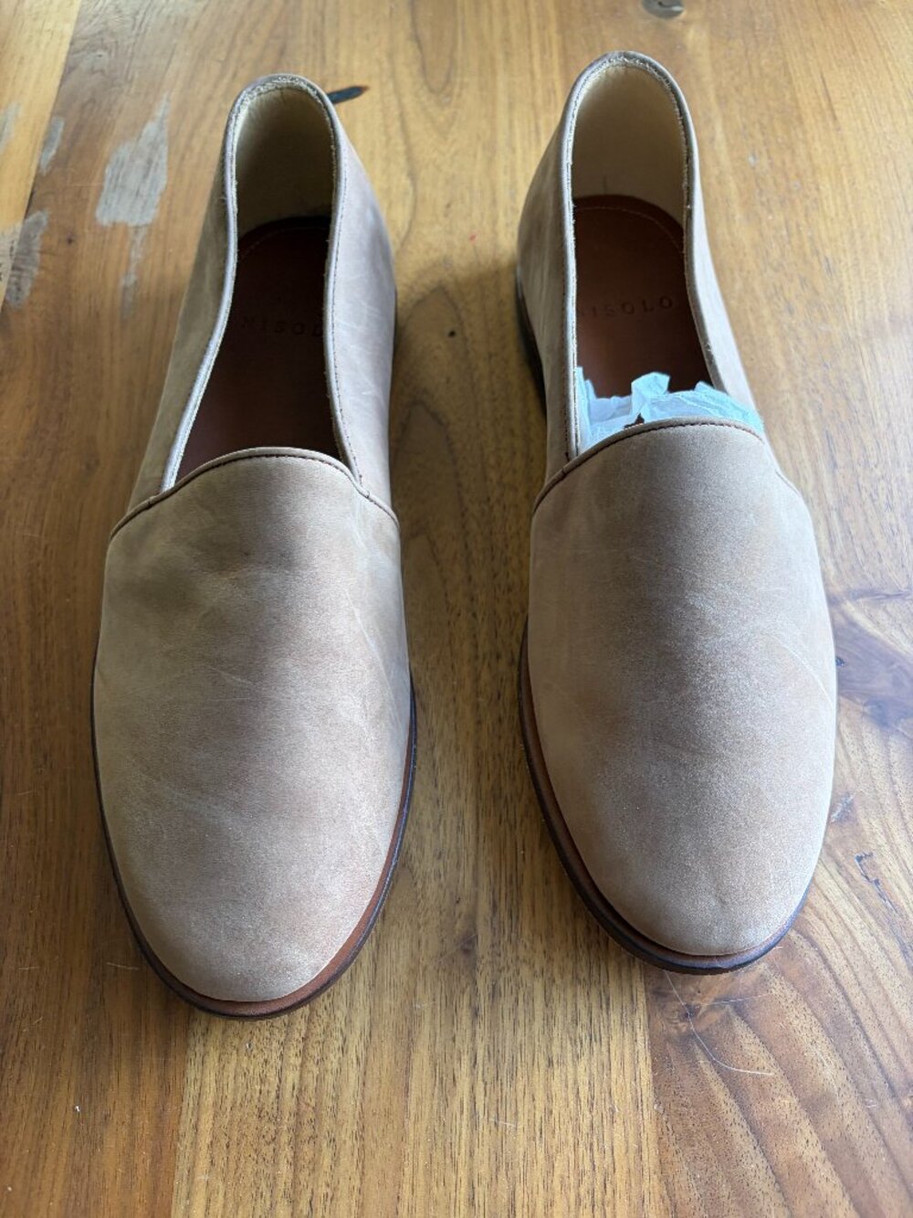 Nisolo Men’s Taupe Leather Slip On Loafers Size 10